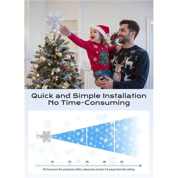 Christmas Tree Topper with Built-in 3D Glitter Led Snowflake 10-inch - Picture 3 of 8